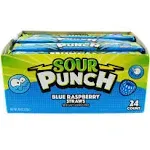 Sour Punch Candy, Blue Raspberry Straws - 24 straws, 48 oz