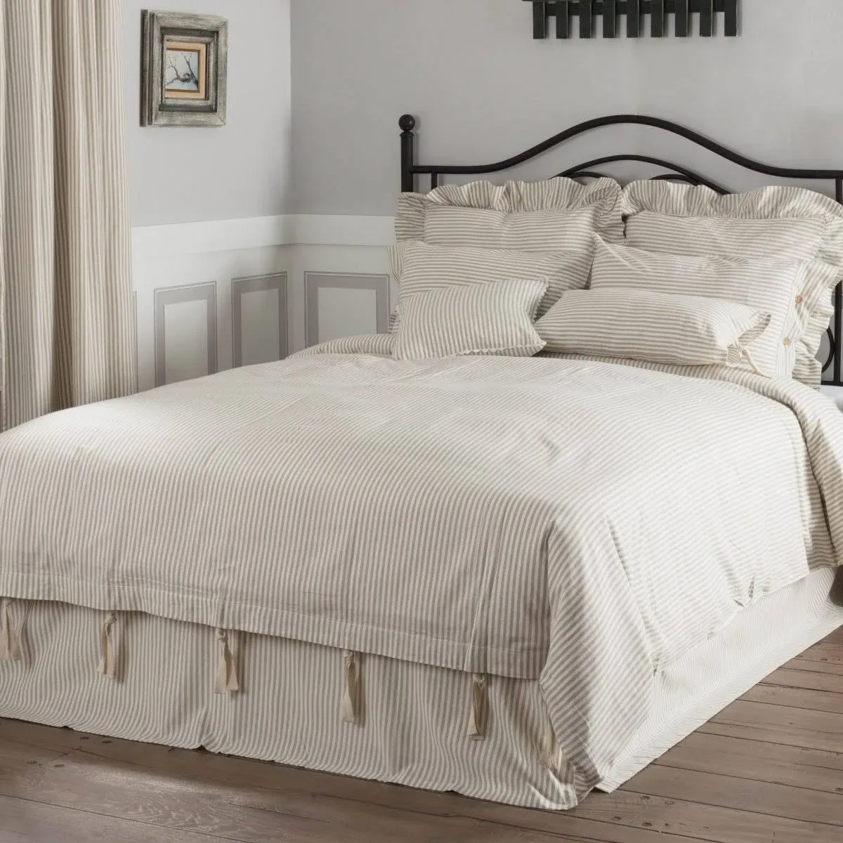 Farmhouse Ticking Taupe Duvet Cover - King