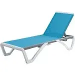 Kozyard Patio Chaise Lounge Chair - Full Flat Alumium & Resin Legs, Outdoor Reclining Adjustable Chair for Sunbathing, Beach, Patio, Lounge Set or Patio Table(Aqua Textilence W/O Table)