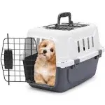 MoNiBloom 18-Inch 2-Door Top Loading Cat Carrier, Plastic Dog Crate Hard-Sided Dog Travel Carrier for Small Dogs and Cats, Ventilation and Security Lock Design for Pets up to 10 lbs (Grey)