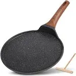 ESLITE LIFE Antihaft-Krepppfanne mit Streuer, 24,1 cm, Granitbeschichtung, flache Bratpfanne, Tawa Dosa Tortilla-Pfanne, kompatibel mit allen Herdarten (Gas, Elektro und Induktion), PFOA-frei, schwarz