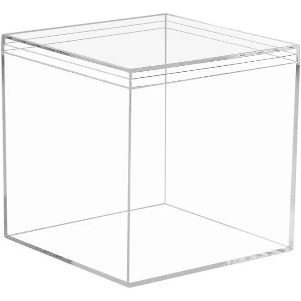 Clear Acrylic Square Cube Boxes, Plastic Square Cube Containers with Lid Plastic Storage Organizer 5.9x5.9x5.9 Inches for Candy Pill,Tiny Jewelry Beads, Coins, and findings, Craft Supplies