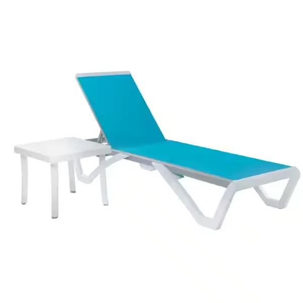 KOZYARD Alan Full Flat Patio Reclinging Adustable Chaise Lounge with Aqua Color Seat KZL511AQB