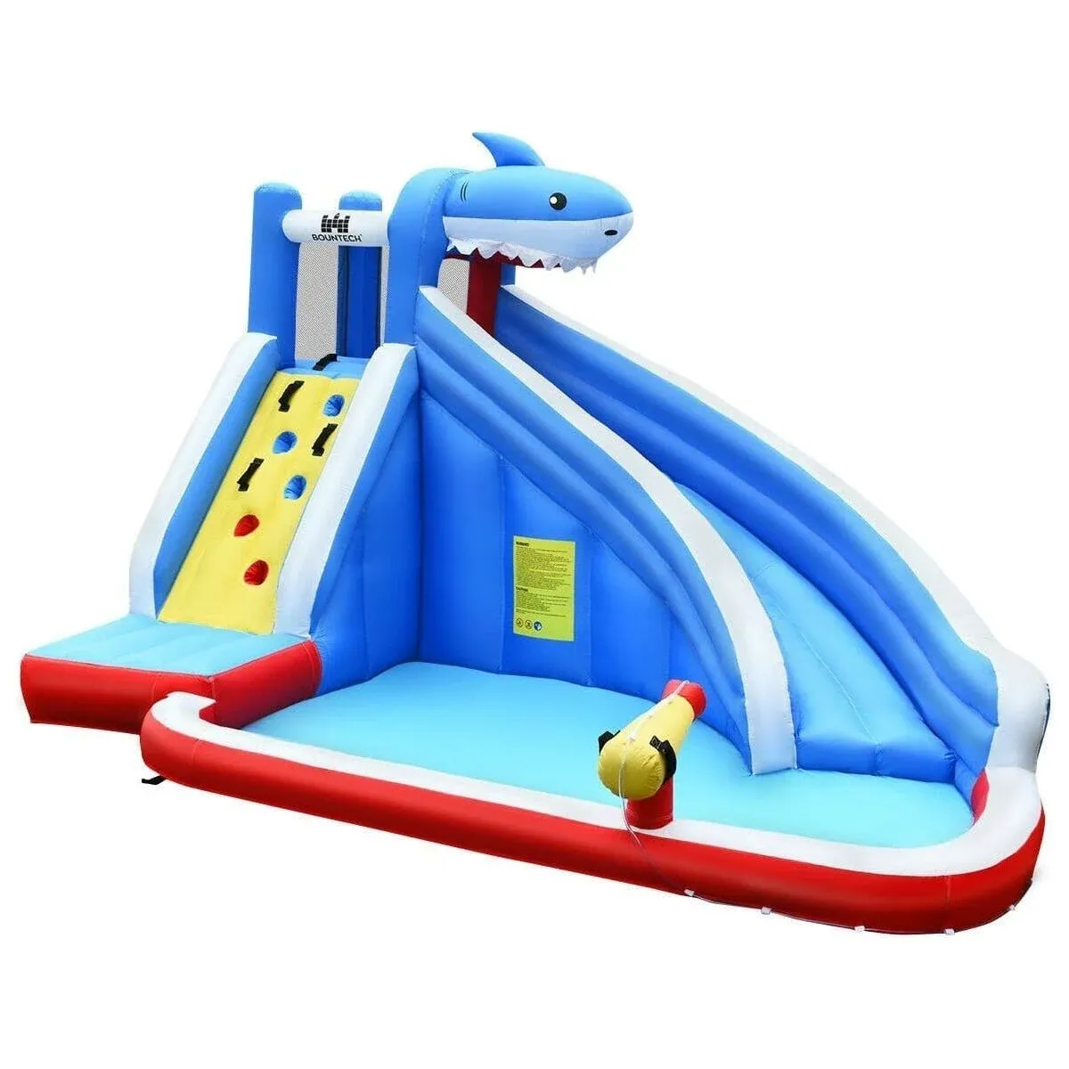 Inflatable Shark Bounce House with Water Slide and Climbing Wall without Blower