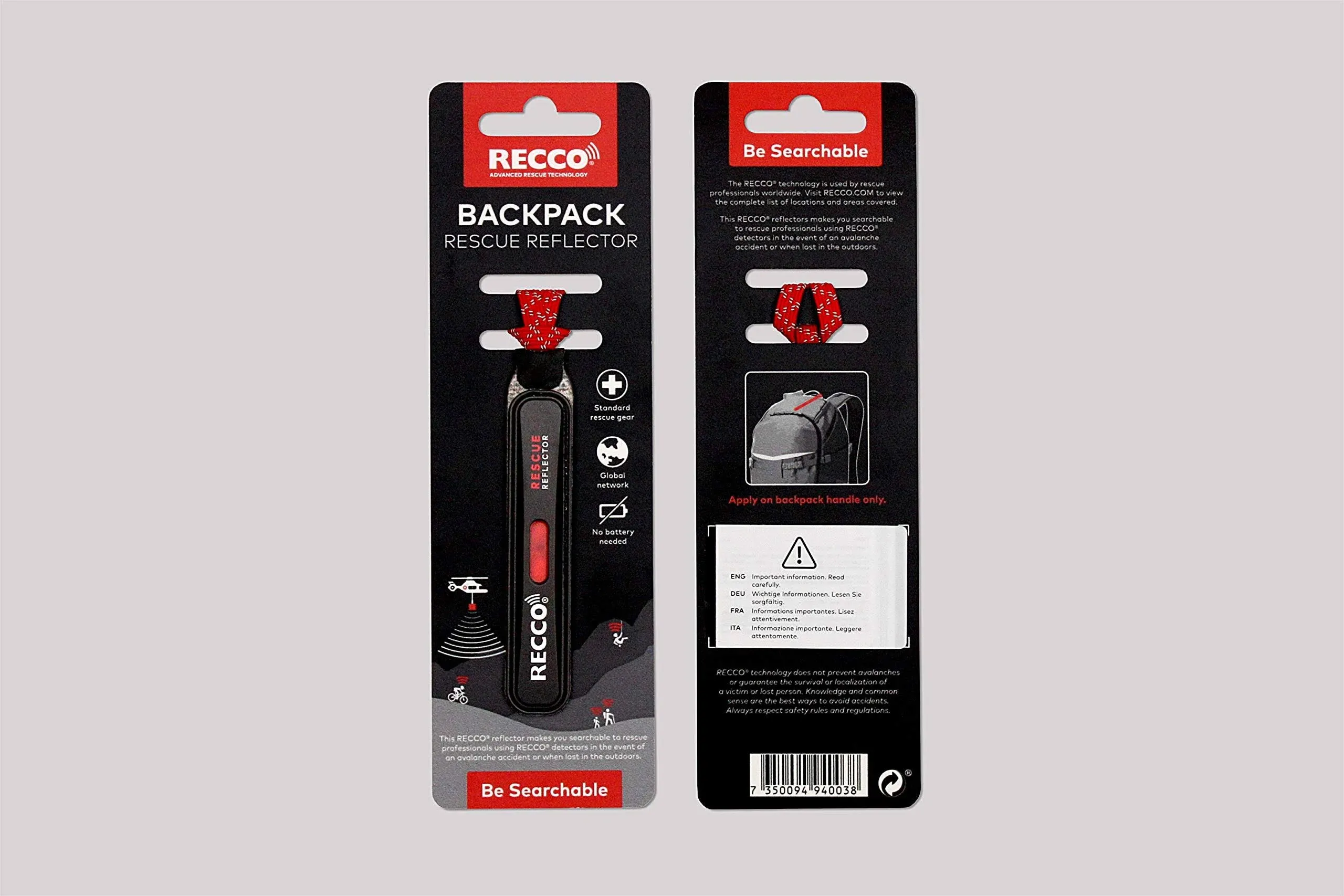 Recco Backpack Rescue Reflector (Black)