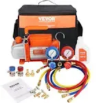 VEVOR 1/5 HP HVAC Vacuum Pump and Gauge Set 3.5 CFM Manifold Gauge Kit with Hose