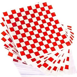 Extra Large, Grease Resistant Red Checkered Sandwich Liner 300 Sheet Pack. Microwave Safe 15x15 in Wax Paper Deli Wrap for Restaurants, Churches, BBQs, Concession Stands, School Carnivals, and Fairs.