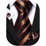 Barry.Wang Stripe Men Ties Set Classic Woven Necktie with Handkerchief Cufflinks Formal