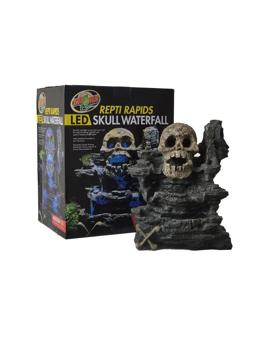 Zoo Med Repti Rapids LED Skull Waterfall - Medium