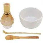 BambooMN Matcha Bowl Set (Includes Bowl, Rest, Tea Whisk, Chasaku & Tea Spoon) 1 Set Soft Light Green