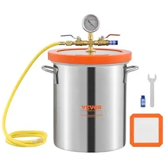 VEVOR Vacuum Chamber, 2 Gallon Vacuum Chamber for Resin, Stainless Steel Degassing Chamber with Acrylic Lid, 7.6L, Vacuum Gauge Included