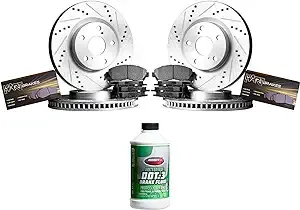 Hart Brakes Front Rear Brakes and Rotors Kit |Front Rear Brake Pads| Brake Rotors and Pads| Semi Metallic Brake Pads and Rotors - PHCC.03006.03