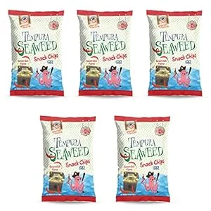 Swashbuckle Snacks Crispy Tempura Seaweed Snack Chips Sweet Chili Flavor 0.95oz (27g) - 5 pack, Made in Japan, Otsumami