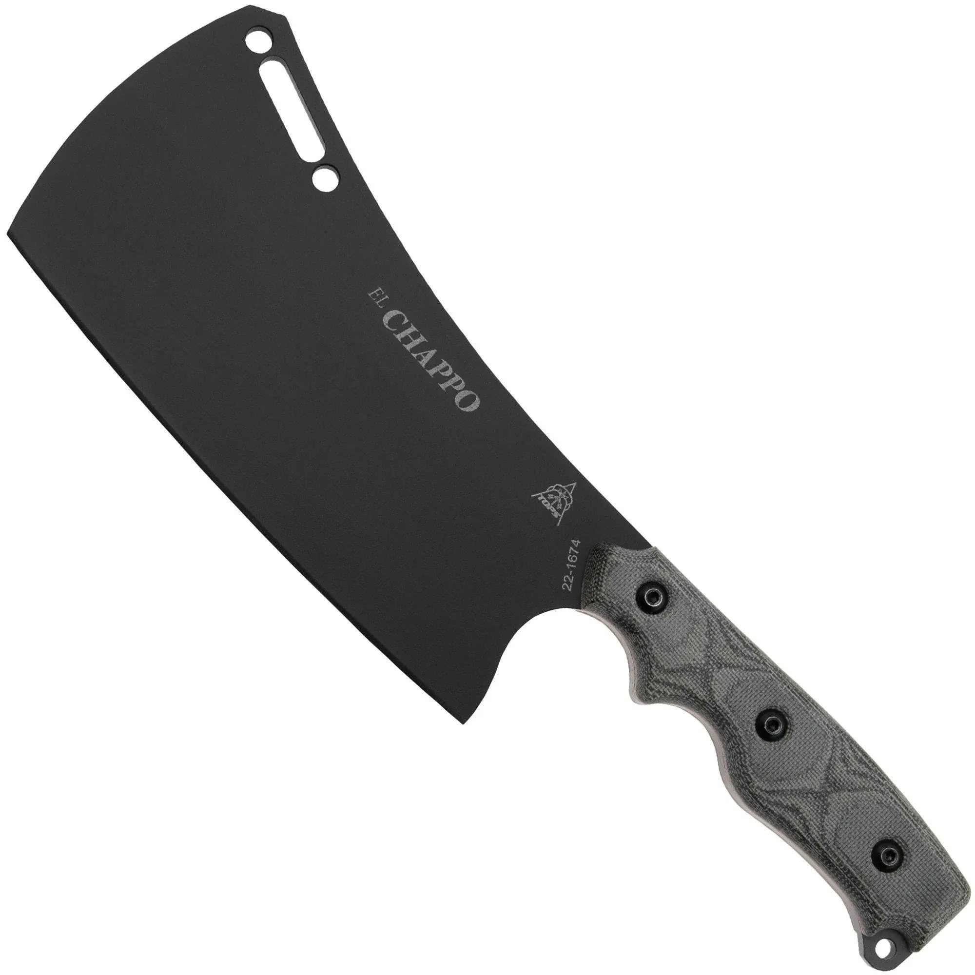 Tops El Chappo Cleaver Sniper Fixed Knife Grey Coated Blade - ECHA-02