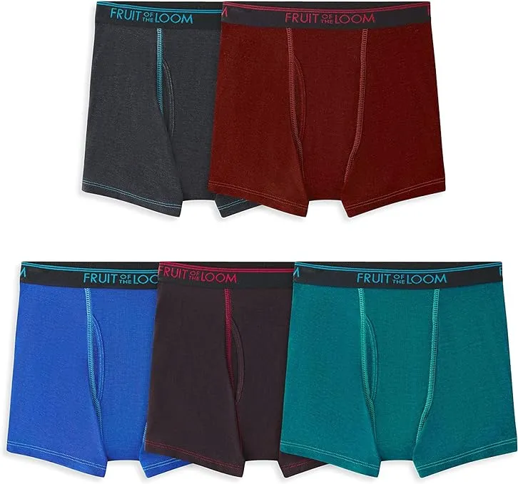 Fruit of the Loom Boys' and Toddler Boxer Briefs, Tag Free & Breathable Underwear, Assorted Color Multipacks