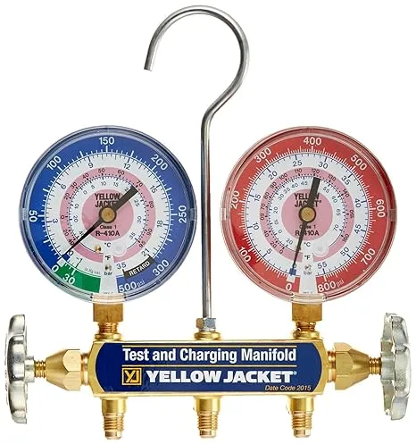 Yellow Jacket 42021 Series 41 Manifold, with 3-1/8' Gauges