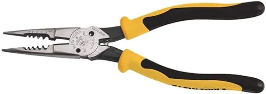 Klein Tools J206-8C Long Nose All-Purpose Spring Loaded Pliers, Made in USA, Forged Steel with Dual Material Journeyman Handles