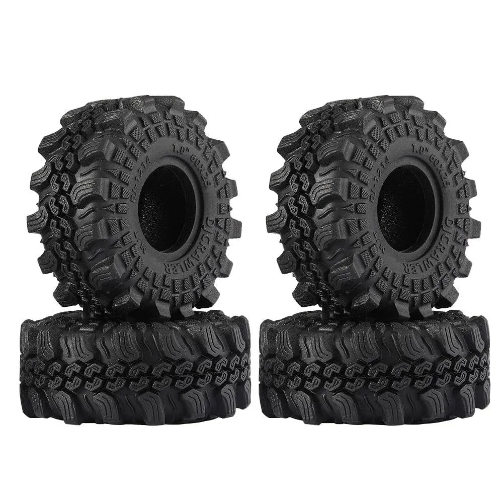 DJCRAWLER Super Soft Sticky 1.0 Wheel Tires Mud Tires 60 * 25mm for 1/18 1/24 RC Crawler Axial SCX24 FMS FCX24 Enduro24 Bronco Defender K10 RC Car