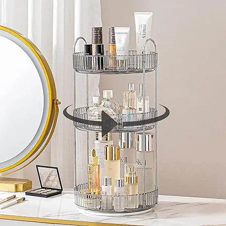 360 Rotating Makeup Organizer for Vanity, Bathroom Countertop Organizer Spinning ...