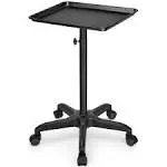 Salon Tray Cart Premium Aluminum Tattoo Tray Rolling Trolley Adjustable Height Storage Utility Cart for Clinic Spa Rolling Tray (Black)