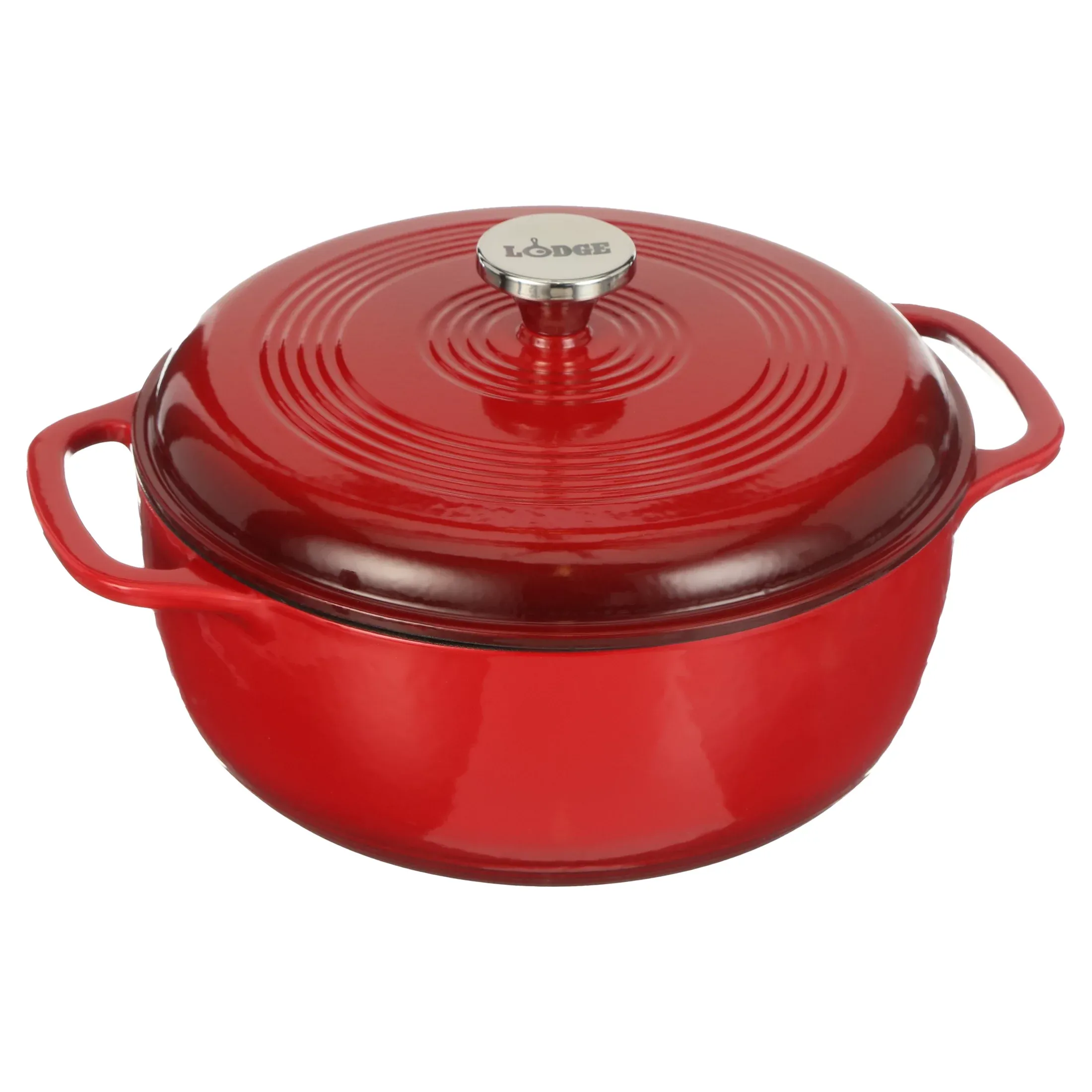 Lodge 6qt Cast Iron Enamel Dutch Oven Red