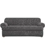 Sure fit 2 Piece Stretch T-LOVESEAT  size slipcover Jacquard Damask Gray