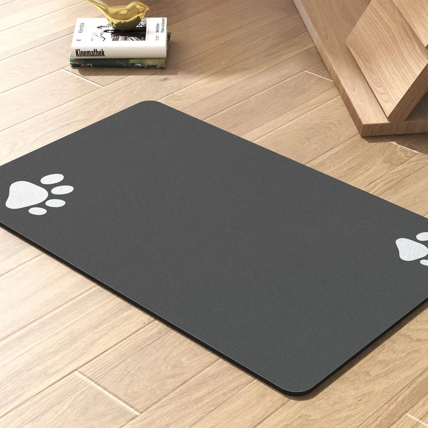 1PC Paw Pattern Absorbent Pet Feeding Mat, Quick Drying * For Food &amp; Bowl, Rubber Backed Dog Food Mat, Water Dispenser Mat, Dog Accessories, Pet Supplies Home Decoration