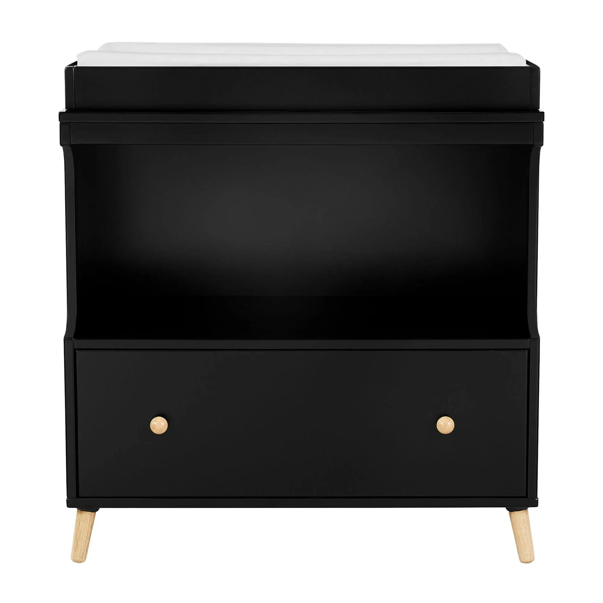 Delta Children Essex Convertible Changing Table with Drawer, Ebony/Natural