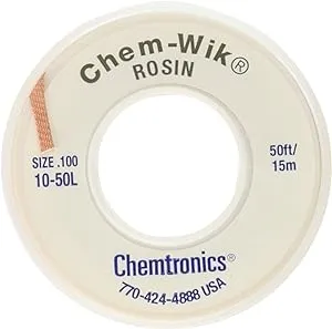 Chemtronics Desoldering Braid, Chem-Wik, Rosin, 10-50L 0.10", 50ft.