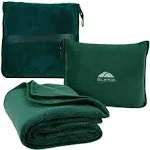 BlueHills Premium Soft Travel Blanket Pillow Airplane Throw - Dark Green