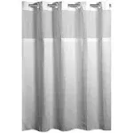 Hookless Simply Solid 74 in. W x 71 in. L Polyester Shower Curtain in Frost Grey