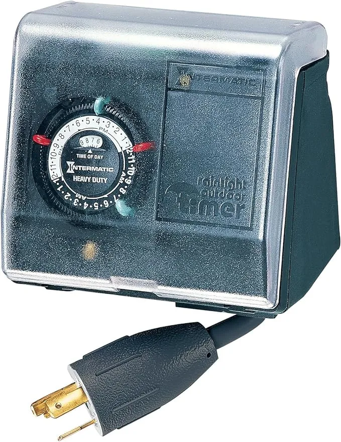 Intermatic P1131 Heavy Duty Weatherproof Above Ground Pool Pump Timer - Twist Lock Plug and Receptacle, 2 On/Off Settings - Ideal for Water Fountains, Aerators, Landscape Lighting, Pool Filter Pumps