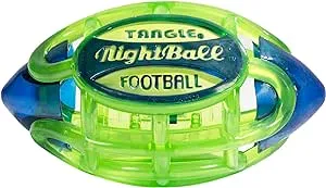 Tangle NightBall Glow in the Dark Light Up LED Football, Green with Blue