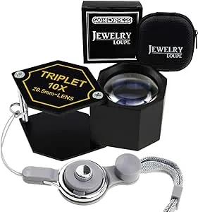 10x Magnification Jewelery Loupe, 20.5mm Triplet Lens Magnifier Loupe