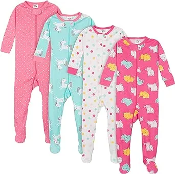 Gerber Baby & Baby Neutral Snug Fit Footed Cotton Pajamas 4-Pack