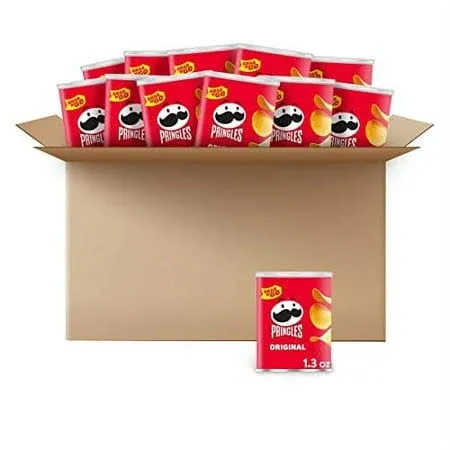 Pringles Potato Crisps Chips, Lunch Snacks, Office and Kids Snacks, Grab N' Go, Original (12 Cans)