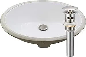 Novatto Undermount Bathroom Sinks Porcelain With Overflow Drain Brushed Nickel