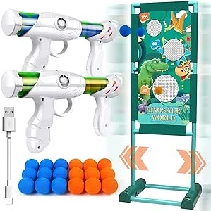 Kaufam Gun Toy Gift for Boys Age of 4 5 6 7 8 9 10 10+ Years Old Kids Girls for Birthday with Moving Shooting Target 2 Blaster Gun and 18 Foam Balls