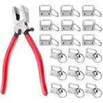 60Sets 1&#034;Key Fob Hardware with 1Pcs Key Fob Pliers, Glass Running Pliers Tools w