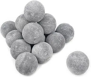 Skyflame Ceramic Fire Balls, Set of 15 Round Fire Stones Set for Indoor and Outdoor Fire Pits or Fireplaces Accessory, 3 Inch, Gray