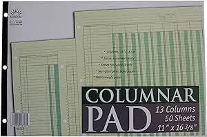 Norcom Columnar Pad 13 Columns 11 x 16.375 Inches