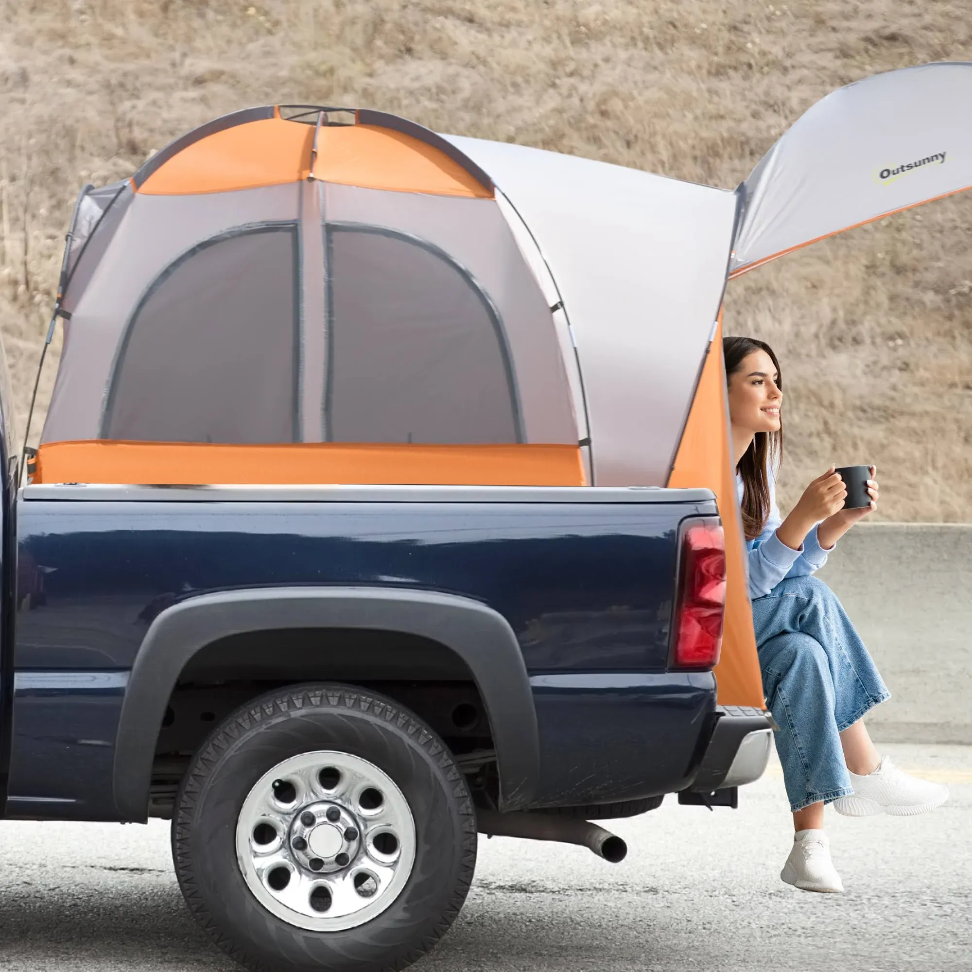 Outsunny Truck Bed Tent for 5'-5.5' Bed with Awning, Portable Pickup Truck Tent ...