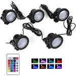 SHOYO Pond Light Waterproof IP68 Underwater Color Changing Landscape Lights Dimmable Submersible Spotlight 36 LED Decorate Lighting for Pond Aquarium Garden Pool Yard Lawn Fountain Waterfall(Set of 1)