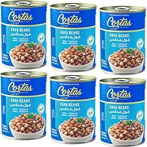 Cortas Fava Beans 14oz 6 Pack RTE Cooked Foul Medammas Original Plain