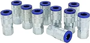 Milton 785TC ColorFit Couplers, T-style Blue, 1/4" NPT Female, Box of 10