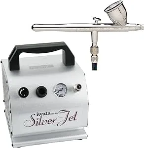 Iwata-Medea Revolution CR Airbrushing System with Silver Jet Air Compressor