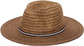 San Diego Hat Co. Women's Wide Brim Ultrabraid Panama Sun Hat Fedora with Jacquard Trim