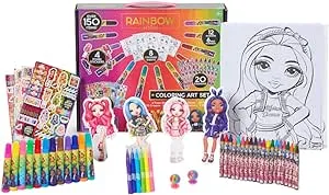 LOL Surprise Dolls Girls Art Kit Stickers Markers and Crayons 150 Piece Set