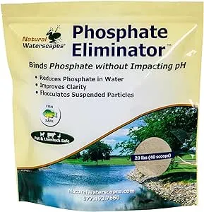 Phosphate Eliminator 20 lb (40 Scoops) | Pond Phosphate Remover, Water Clarifier, pH Buffer