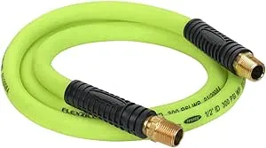 Flexzilla Swivel Whip Air Hose, 1/2 in. x 6 ft. (1/2 in. MNPT Swivel x 1/2 in. MNPT Ends), Heavy Duty, Lightweight, Hybrid, ZillaGreen - HFZ1206YW4S